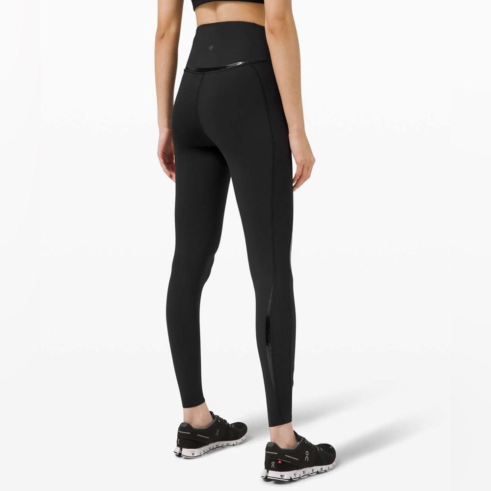Lululemon Black Gloss Trim Run Super High-Rise Tight 28" Active Leggings Size 2